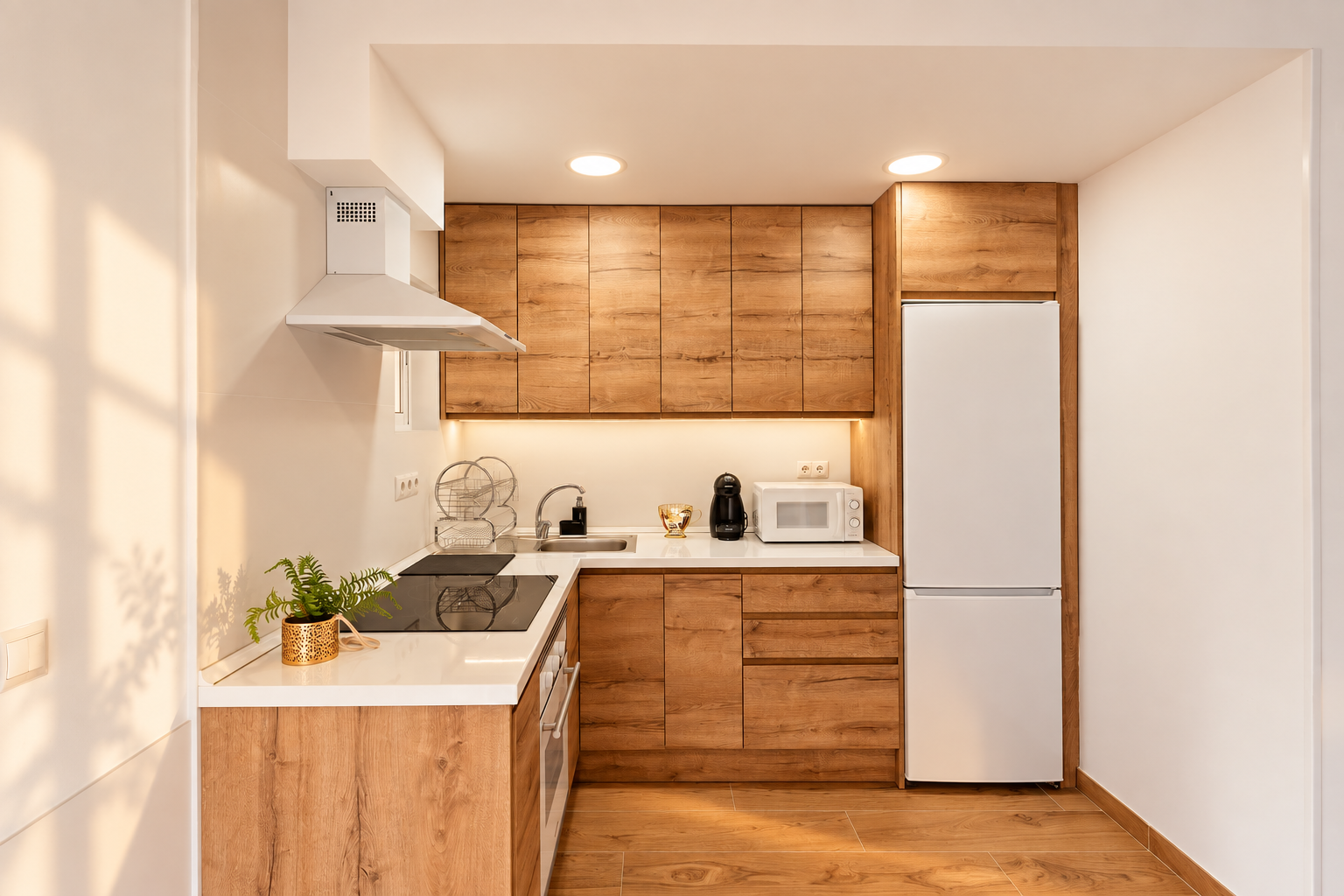 Cocina equipada con muebles de madera